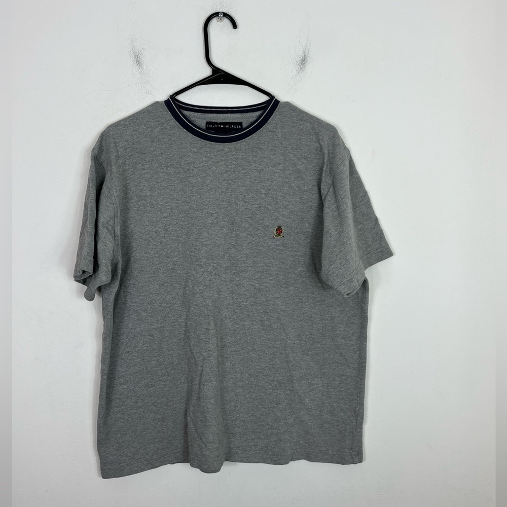 Vintage Tommy Hilfiger Heavy Weight Cotton Heather Gray T-Shirt Sz L